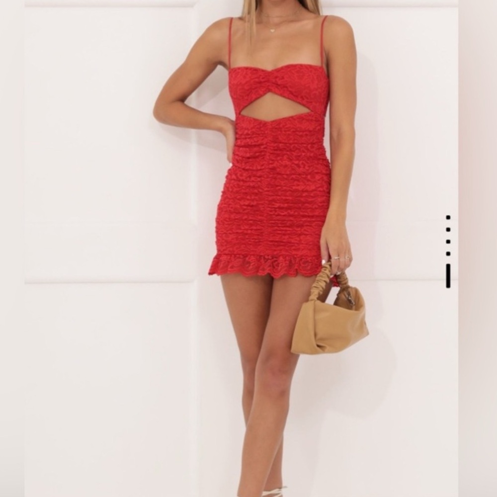 Lucy in the Sky Red cutout Lace Mini Dress